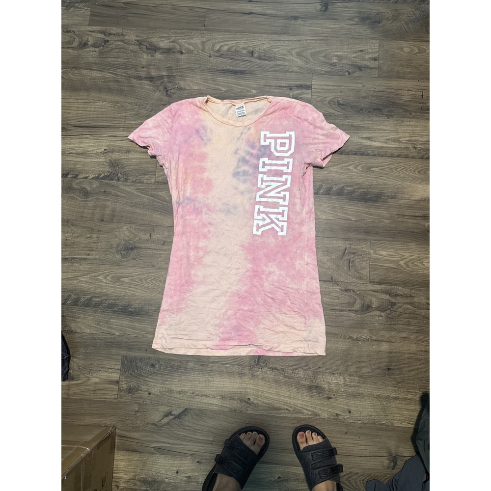 Victoria's Secret PINK Tie Dye T-Shirt Dress Women's XS Pink Graphic Logo